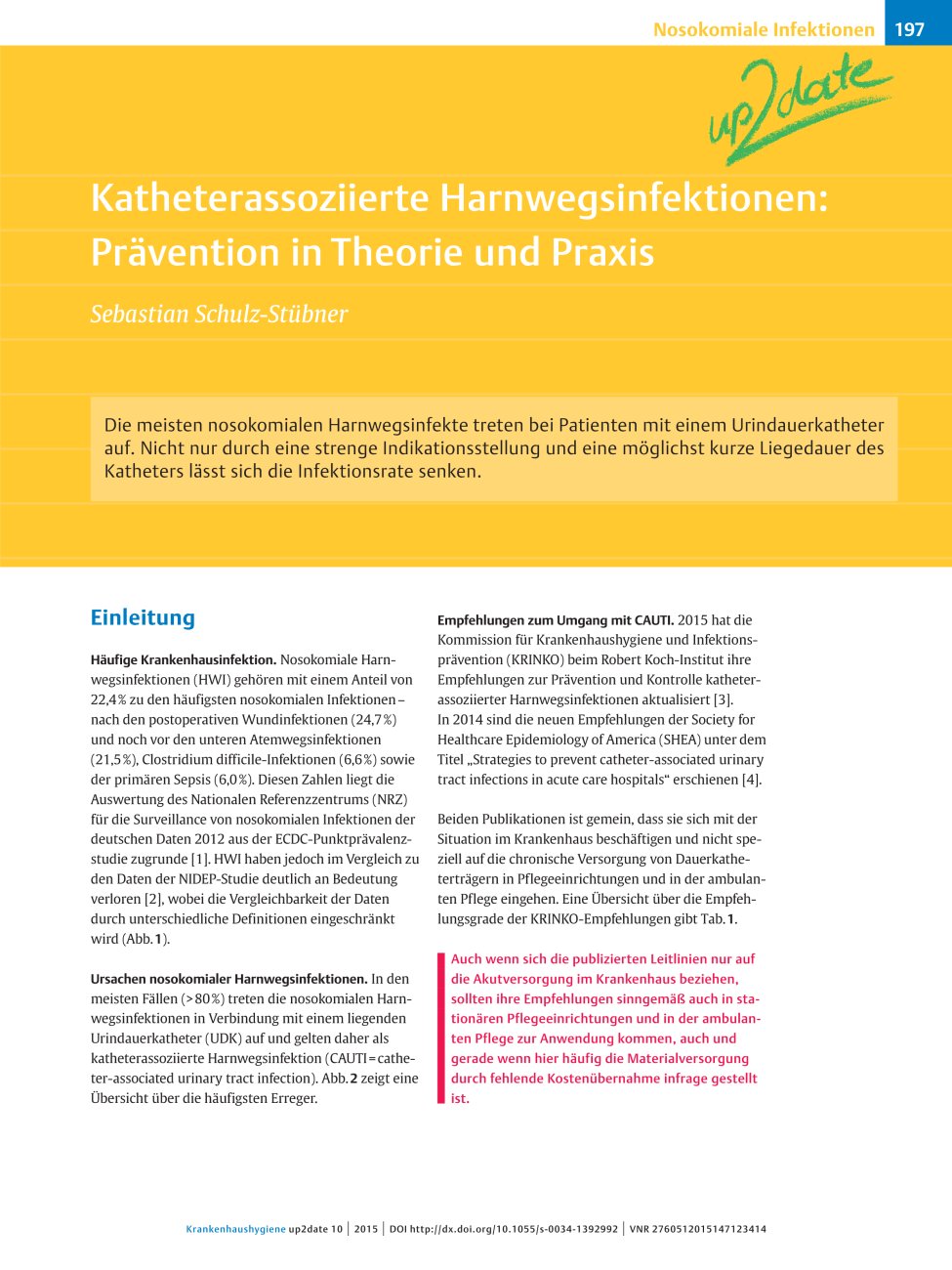 Vorschauseite 1: Katheterassoziierte Harnwegsinfektionen: Prävention in Theorie und Praxis