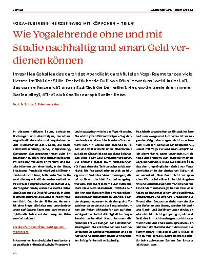Vorschauseite 1: Wie Yogalehrende ohne und mit Studio nachhaltig und smart Geld verdienen können