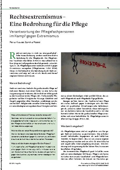 Vorschauseite 1: Rechtsextremismus – Eine Bedrohung für die Pflege
