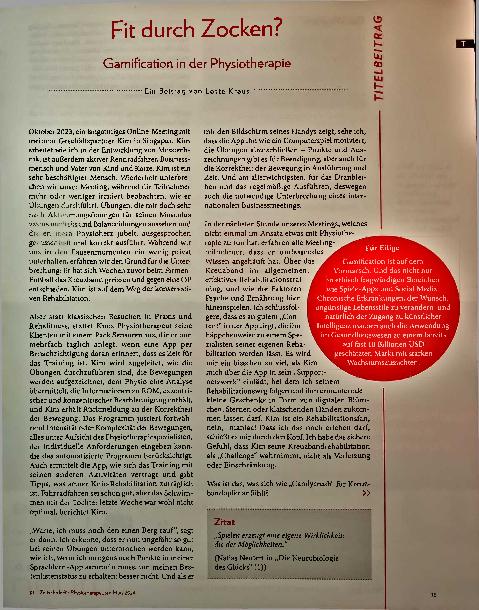 Vorschauseite 2: Fit durch Zocken? Gamification in der Physiotherapie