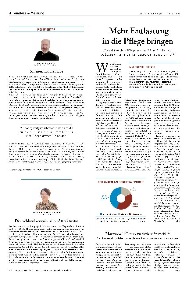 Vorschauseite 1: Mehr Entlastung in die Pflege bringen.