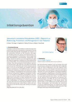 Vorschauseite 1: Infektionsprävention Vancomycin-resistente Enterokokken (VRE) - Übersicht zu Bedeutung, Prävention und Management in der Pädiatrie