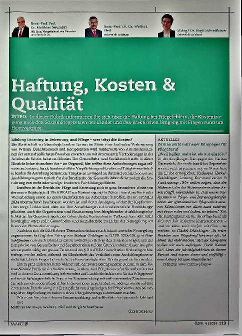 Vorschauseite 1: Haftung, Kosten + Qualität