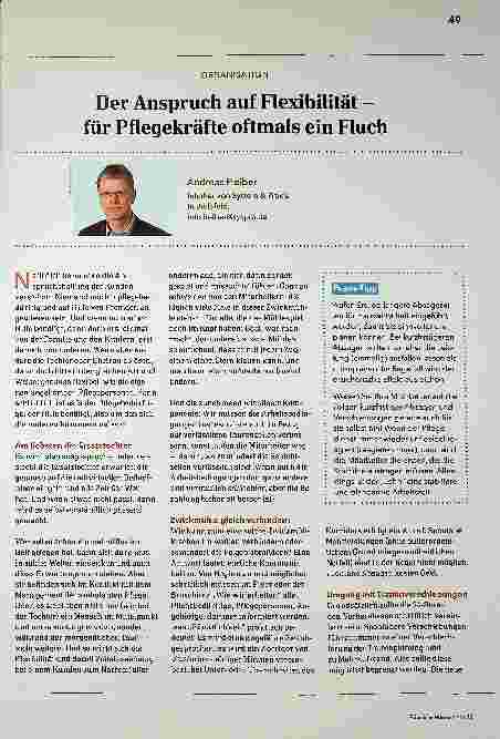 Vorschauseite 1: Der Anspruch auf Flexibilität - für Pflegekräfte oft ein Fluch