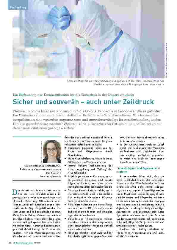 Vorschauseite 1: Die Bedeutung der Kommunikation für die Sicherheit in der Intensivmedizin: Sicher und souverän – auch unter Zeitdruck.