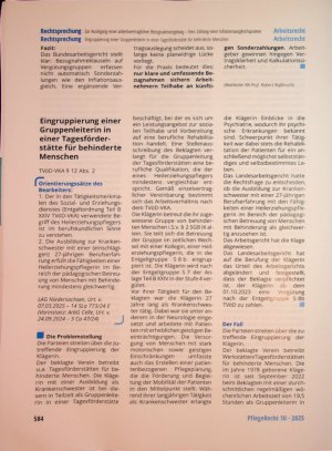 Vorschauseite 1: Eingruppierung einer Gruppenleiterin in einer Tagesförderstätte für behinderte Menschen