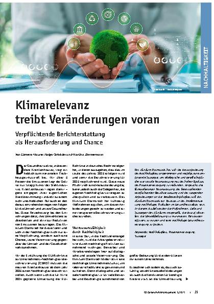 Vorschauseite 1: Klimarelevanz treibt Veränderungen voran Verpflichtende Berichterstattung als Herausforderung und Chance