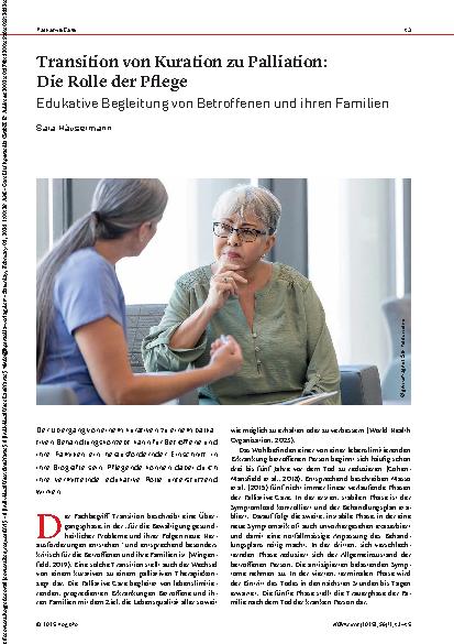 Vorschauseite 1: Transition von Kuration zu Palliation: Die Rolle der Pflege Edukative Begleitung von Betroffenen und ihren Familien