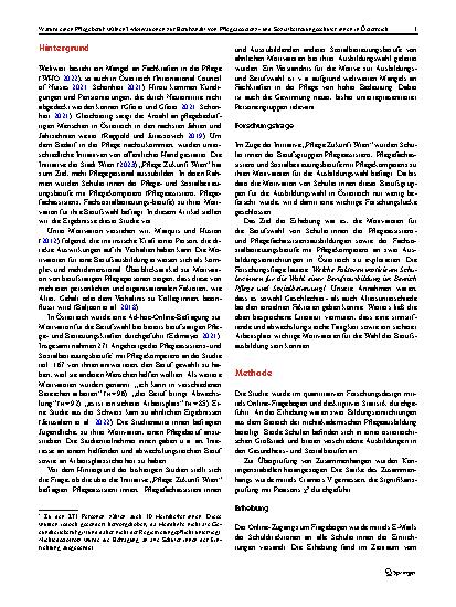 Vorschauseite 3: Warum einen Pflegeberuf wählen? Motivationen zur Berufswahl von Pflegeassistenzund Sozialbetreuungsschüler: innen in Österreich