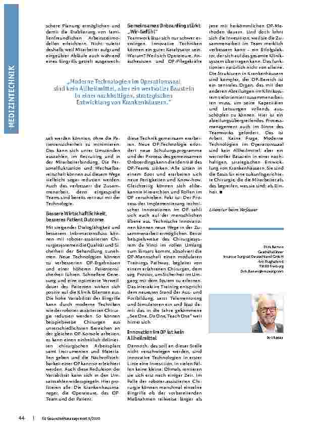 Vorschauseite 3: Erfolgsfaktor Teamarbeit im OP: Innovative Technologien verbessern die Zusammenarbeit im OP.