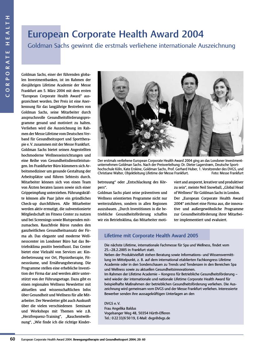 Vorschauseite 1: European Corporate Health Award 2004