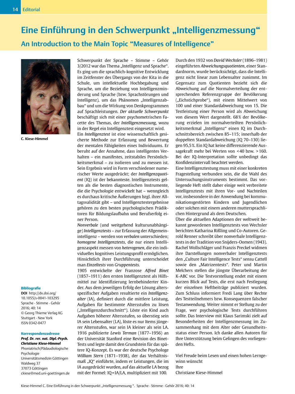 Vorschauseite 1: Eine Einführung in den Schwerpunkt ?Intelligenzmessung?