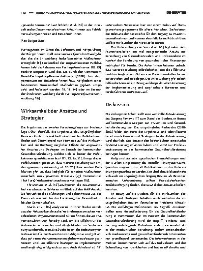Vorschauseite 5: Kommunale Strategien der Prävention und Gesundheitsförderung und ihre Evidenzlagen - Update eines Scoping Reviews
