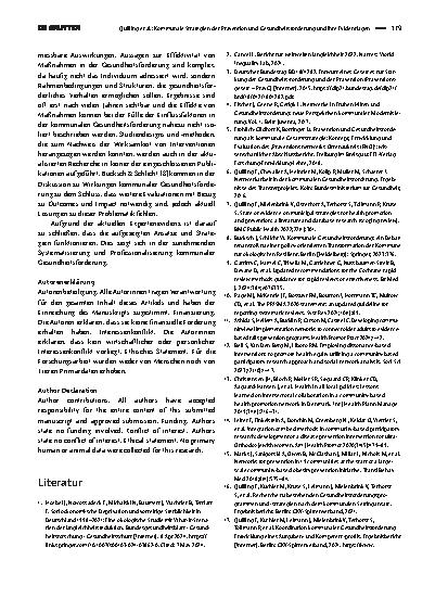 Vorschauseite 6: Kommunale Strategien der Prävention und Gesundheitsförderung und ihre Evidenzlagen - Update eines Scoping Reviews