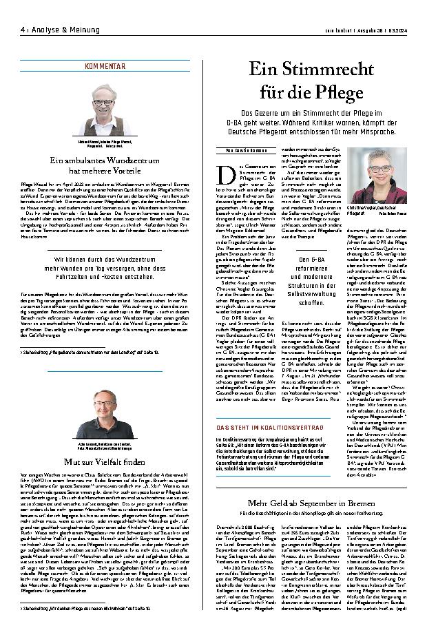 Vorschauseite 1: Ein Stimmrecht für die Pflege