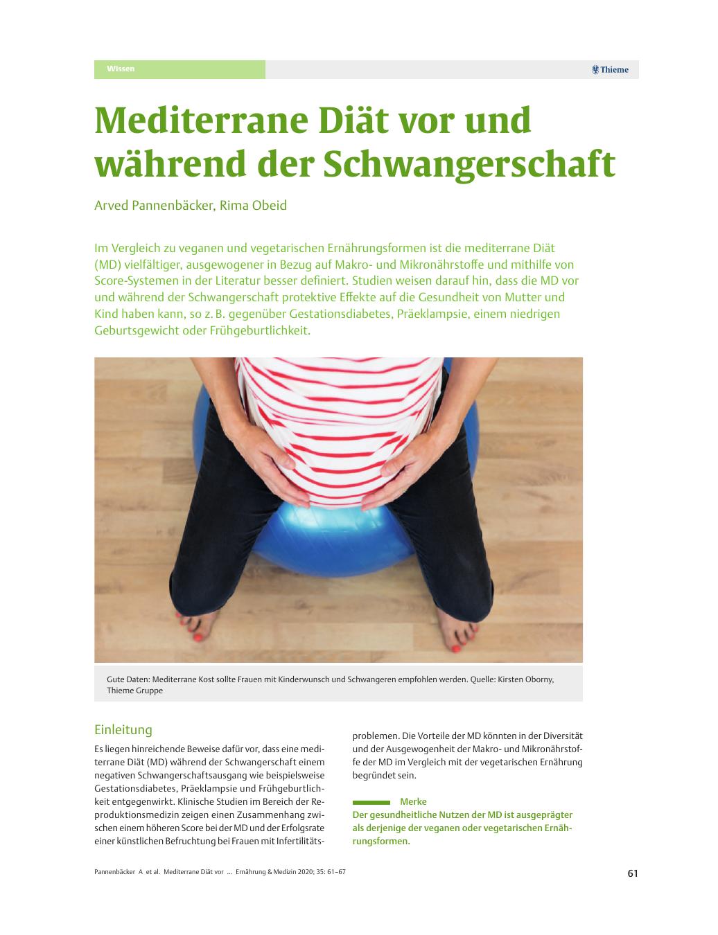 Vorschauseite 1: Mediterrane Diät vor und während der Schwangerschaft