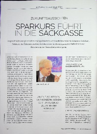 Vorschauseite 1: Sparkurs führt in die Sackgasse