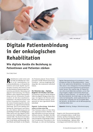 Vorschauseite 1: Digitale Patientenbindung in der onkologischen Rehabilitation Wie digitale Kanäle die Beziehung zu Patientinnen und Patienten stärken