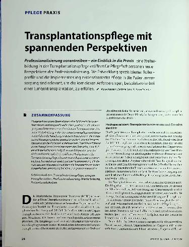 Vorschauseite 1: Transplantationspflege mit spannenden Perspektiven