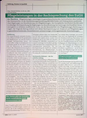 Vorschauseite 2: Pflegeleistungen in der RechtsprechungdesEuGH