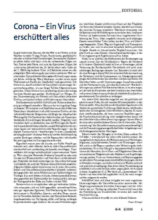 Vorschauseite 1: Corona – Ein Virus erschüttert alles