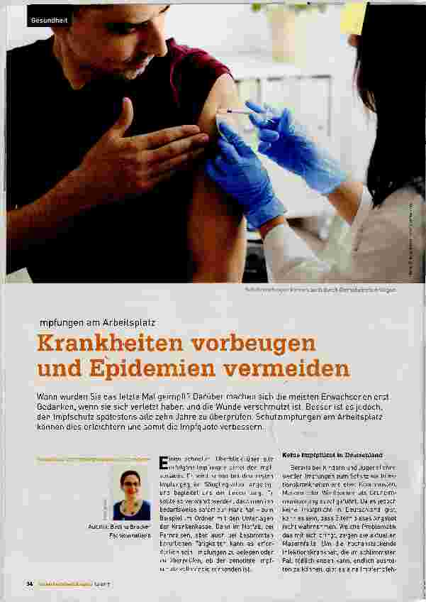 Vorschauseite 1: Krankheiten Vorbeugen und Epidemien vermeiden. Impfungen am Arbeitsplatz