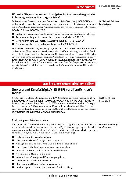 Vorschauseite 4: Beraterbrief Pflege Heft 6-2024