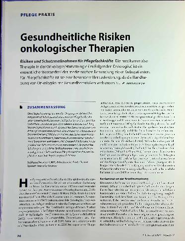 Vorschauseite 1: Gesundheitliche Risiken onkologischer Therapien
