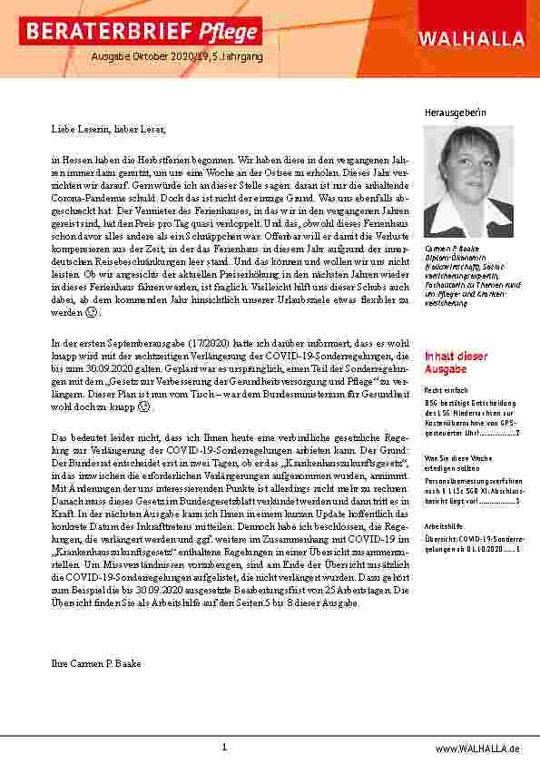 Vorschauseite 1: Zusammenfassung Beraterbrief Pflege