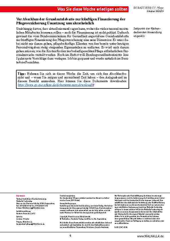 Vorschauseite 4: Zusammenfassung Beraterbrief Pflege