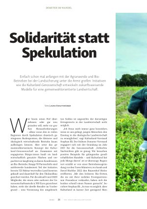 Vorschauseite 1: Solidarität statt Spekulation