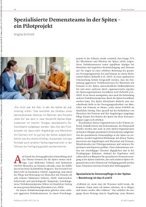Vorschauseite 1: Spezialisierte Demenzteams in der Spitex – ein Pilotprojekt