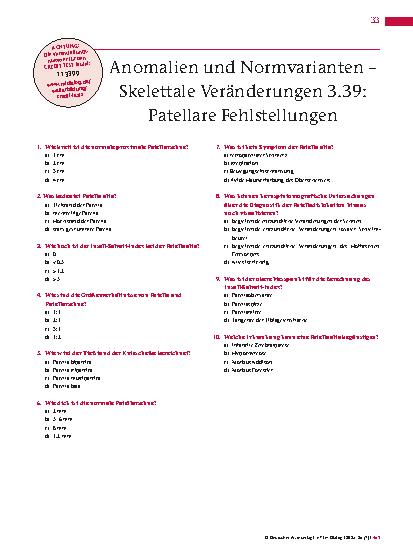 Vorschauseite 4: Anomalien und Normvarianten – Skelettale Veränderungen 3. 39: Patellare Fehlstellungen