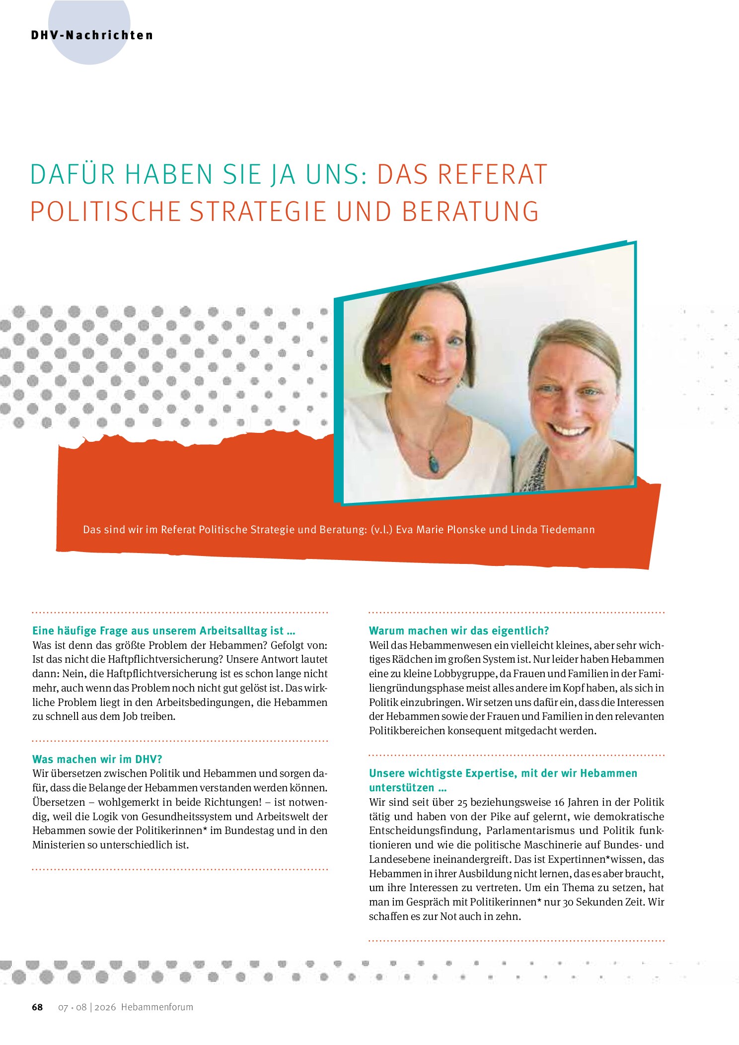 Vorschauseite 1: Dafür haben Sie ja uns: Das Referat Politische Strategie und Beratung