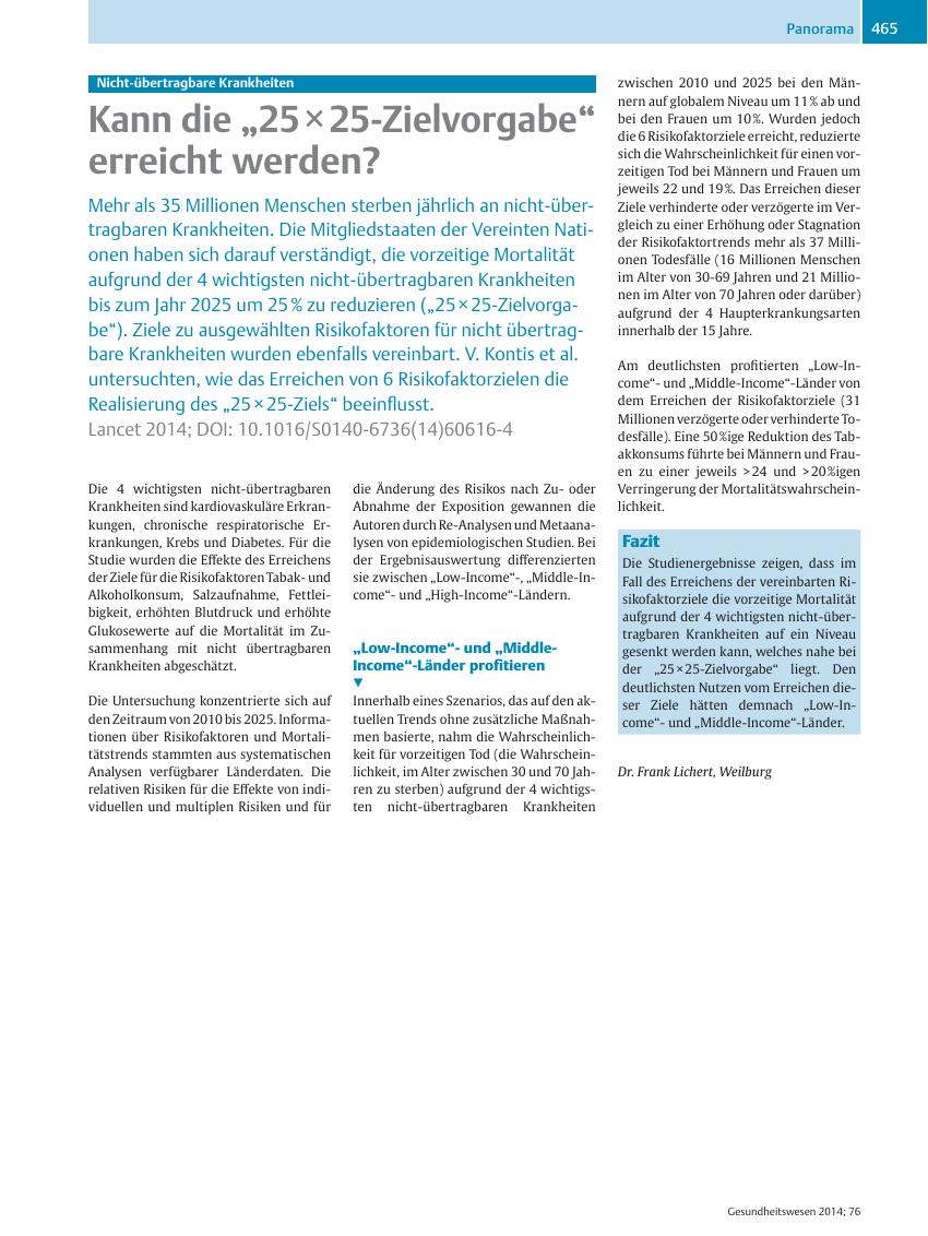 Vorschauseite 1: Kann die ?25 × 25-Zielvorgabe? erreicht werden?
