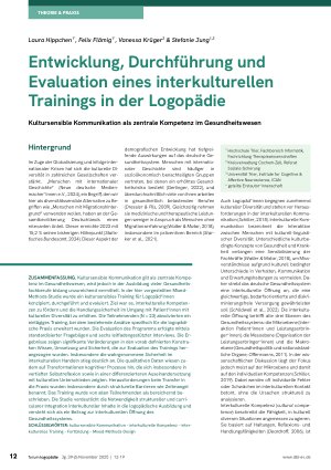 Vorschauseite 1: Entwicklung, Durchführung und Evaluation eines interkulturellen Trainings in der Logopädie
