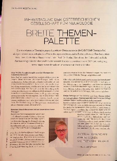 Vorschauseite 1: Jahresgestaltung der österreichischen Gesellschaft für Neurologie. Breite Themenpalette