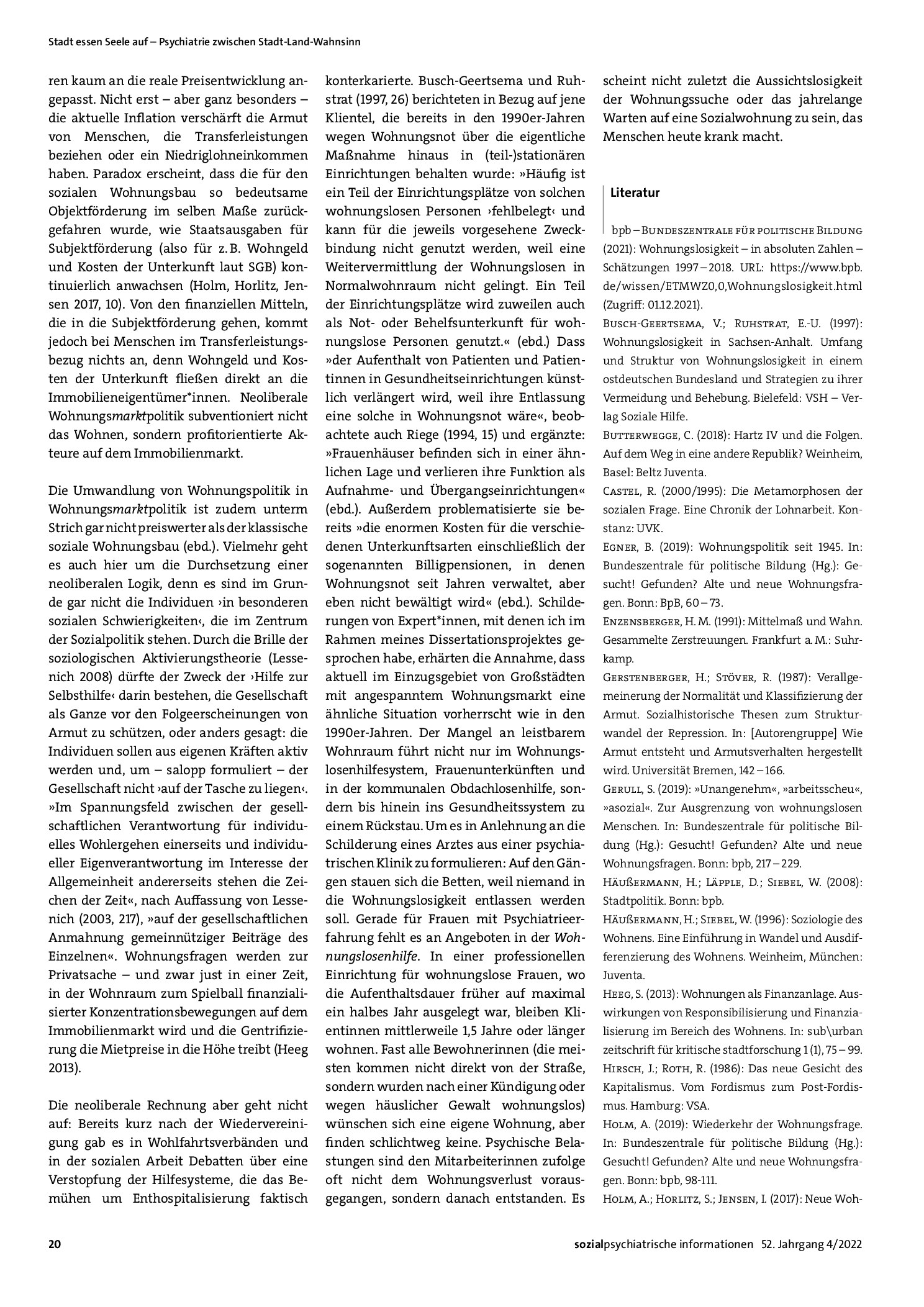 Vorschauseite 4: Des eigenen Glückes Schmied? Individualisierung von Wohnungsnot und neoliberale Wohnungsmarktpolitik