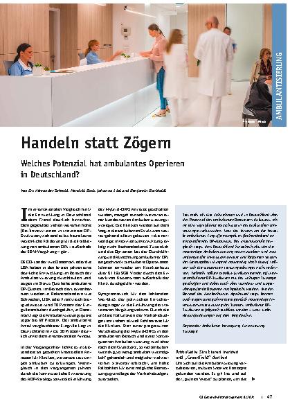 Vorschauseite 1: Handeln statt Zögern. Welches Potenzial hat ambulantes Operieren in Deutschland?