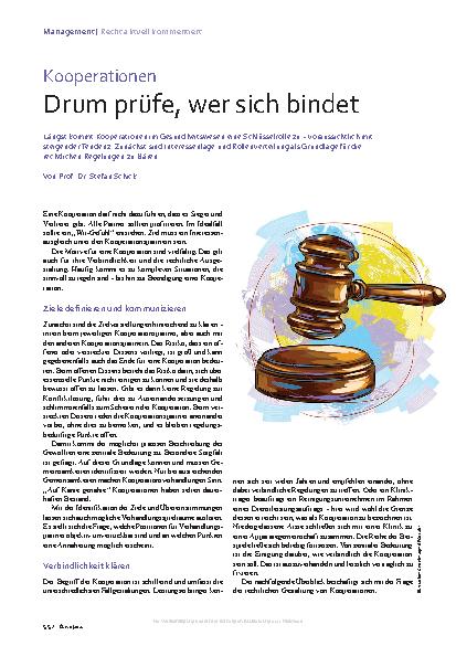 Vorschauseite 1: Kooperationen. Drum prüfe, wer sich bindet.