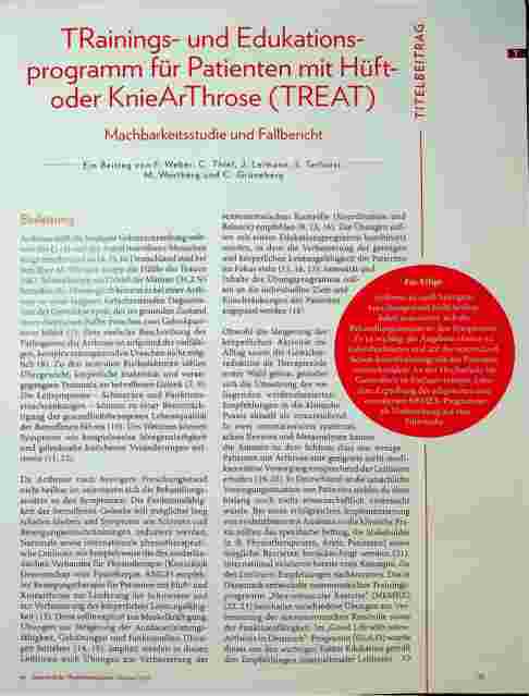 Vorschauseite 2: Trainingsund Edukations-Programm für Patienten mit Hüftoder Kniearthrose (TREAT) - Machbarkeitsstudie und Fallbericht