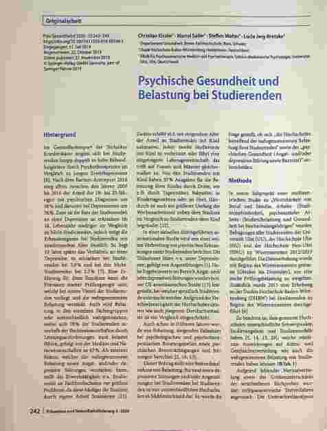 Vorschauseite 1: Psychische Gesundheit und Belastung bei Studierenden