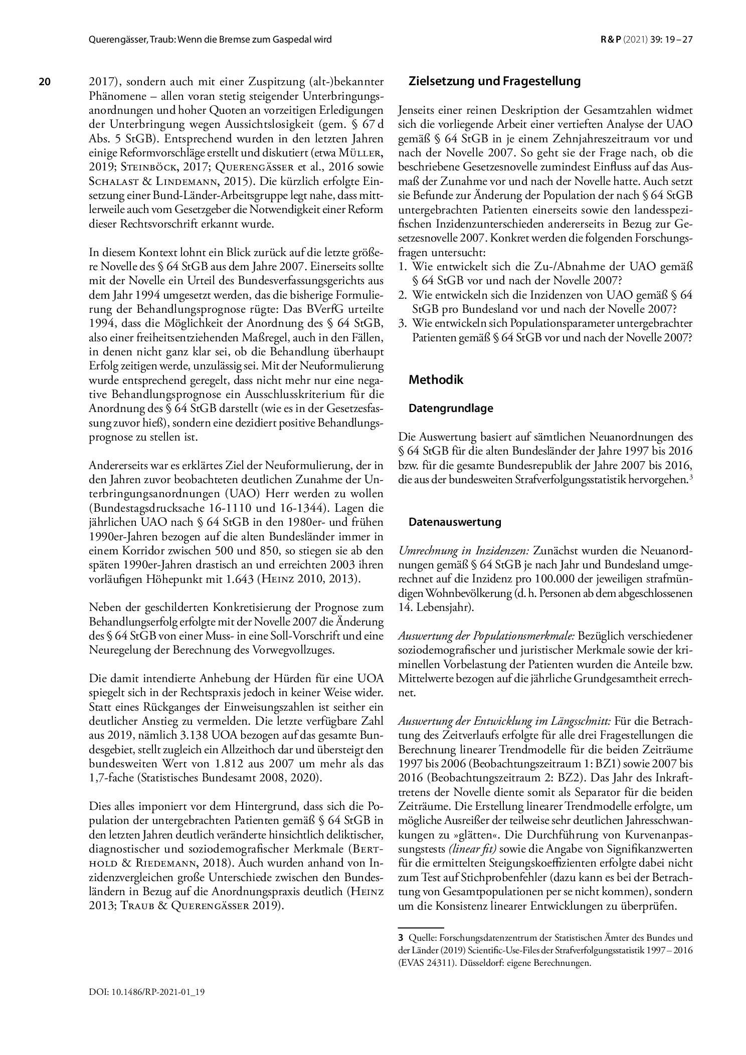Vorschauseite 2: Wenn die Bremse zum Gaspedal wird – Die Entwicklung der Unterbringungsanordnungen gemäß § 64 StGB vor und nach dessen Neuformulierung 2007