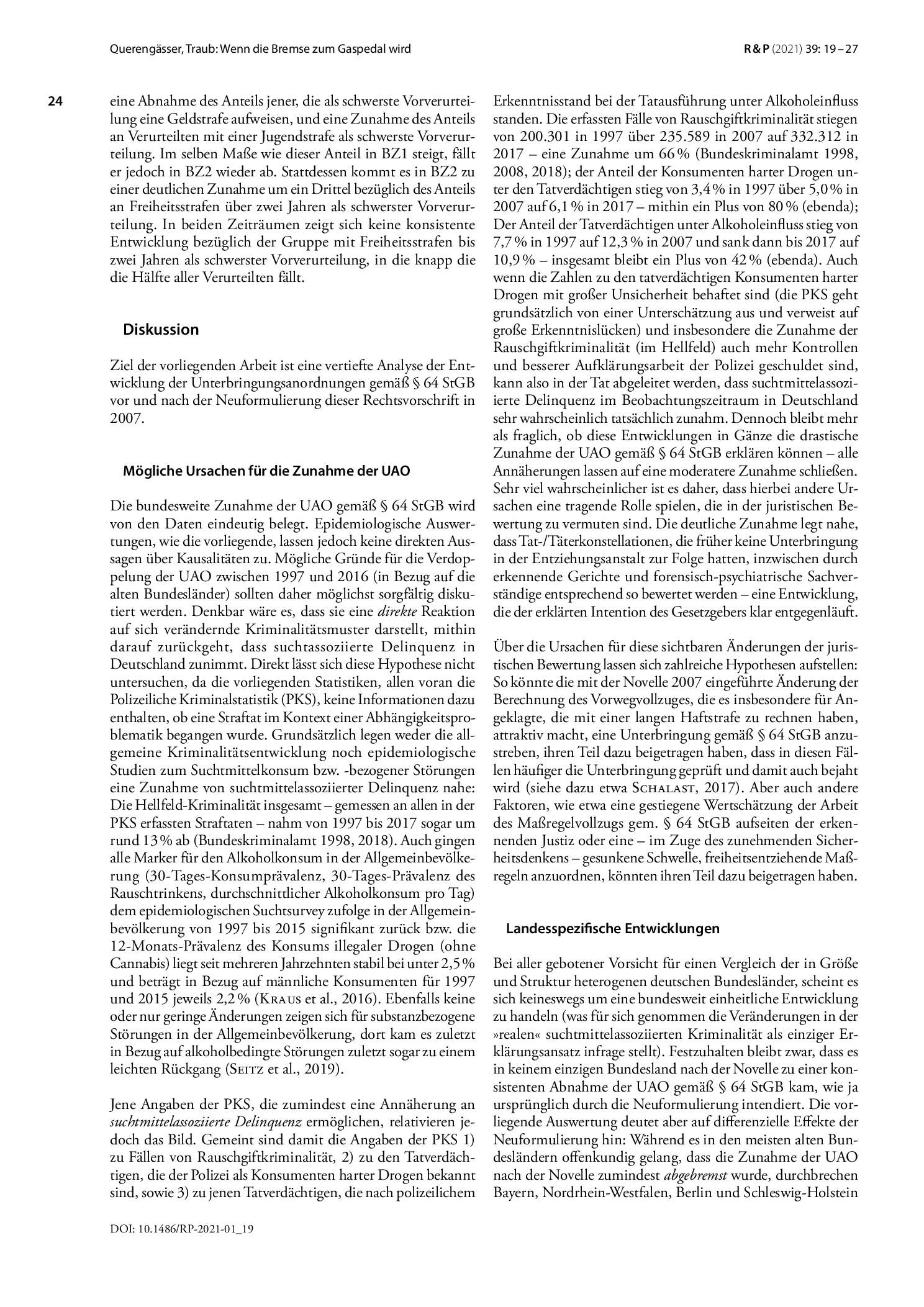 Vorschauseite 6: Wenn die Bremse zum Gaspedal wird – Die Entwicklung der Unterbringungsanordnungen gemäß § 64 StGB vor und nach dessen Neuformulierung 2007