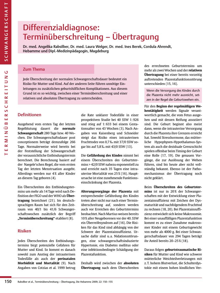 Vorschauseite 1: Differenzialdiagnose: Terminüberschreitung – Übertragung