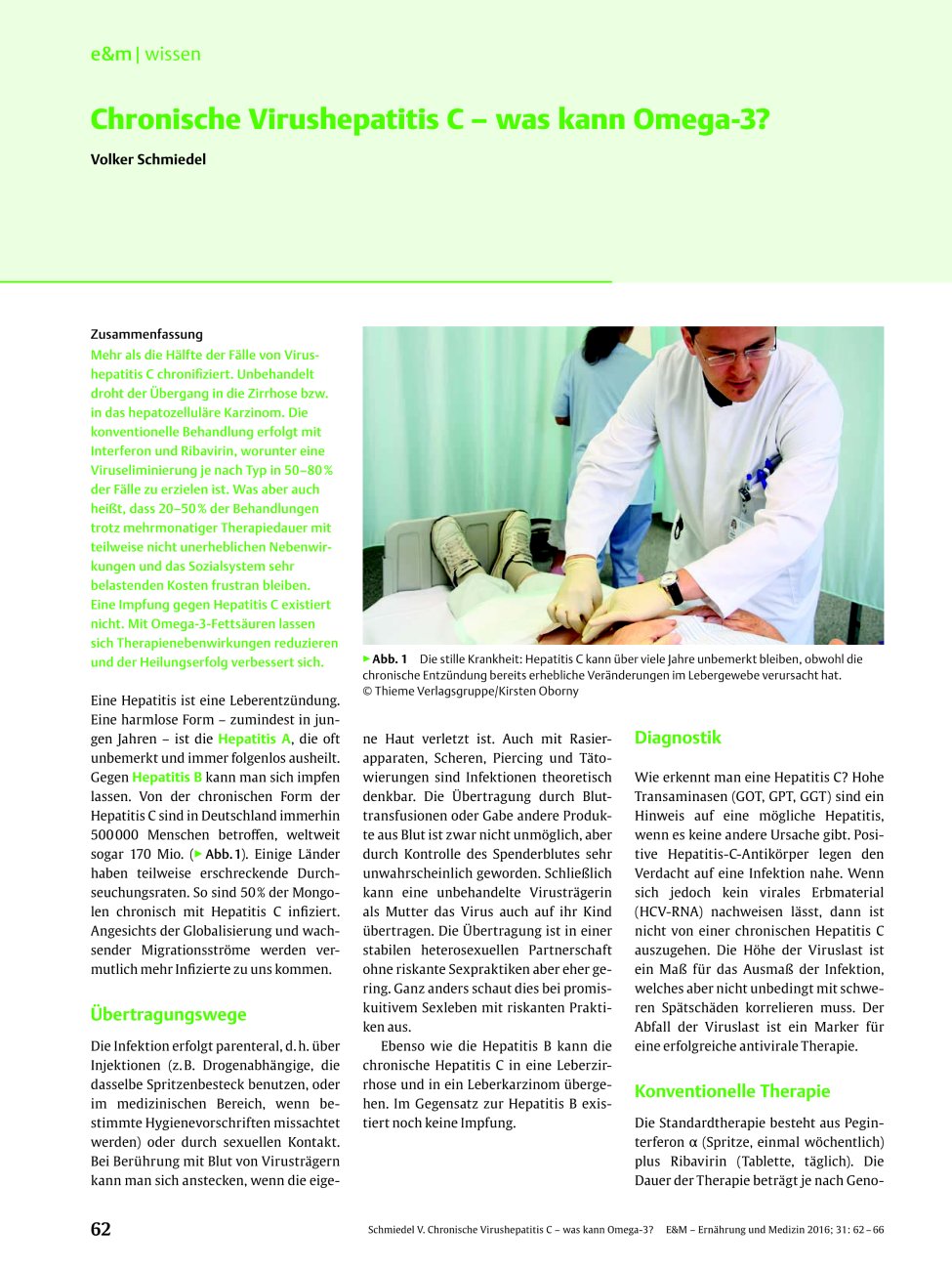 Vorschauseite 1: Chronische Virushepatitis C – was kann Omega-3?