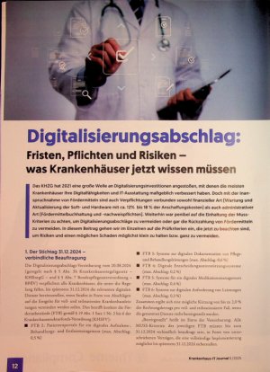 Vorschauseite 1: Digitalisierungsabschlag: Fristen, Pflichten und Risiken - was Krankenhäuser jetzt wissen müssen