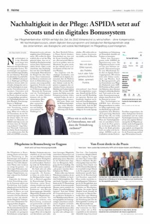 Vorschauseite 1: Nachhaltigkeit in der Pflege: ASPIDA setzt auf Scouts und ein digitales Bonussystem