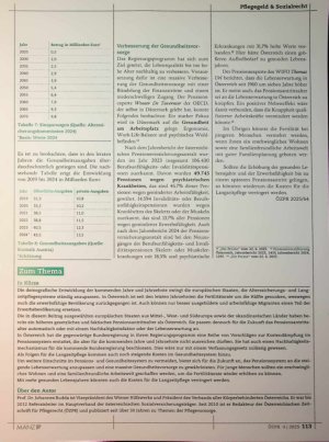 Vorschauseite 6: Pensionsreformen und Langzeitpflege