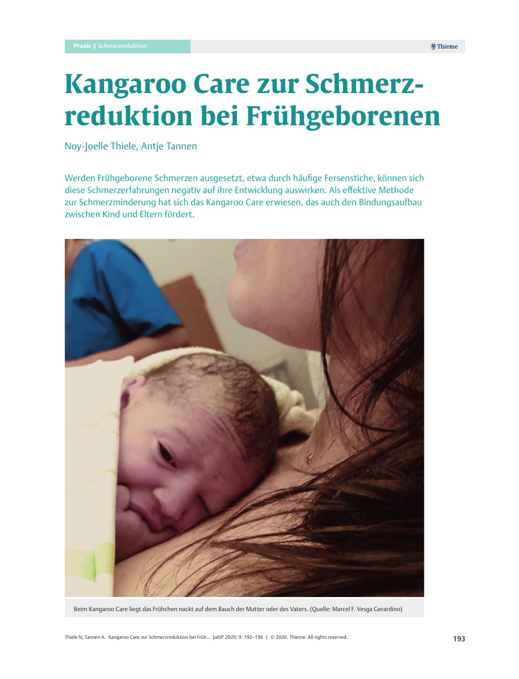 Vorschauseite 1: Kangaroo Care zur Schmerzreduktion bei Frühgeborenen